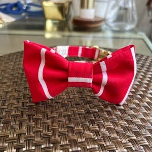 Red and White Striped Bow tie adjustable collar